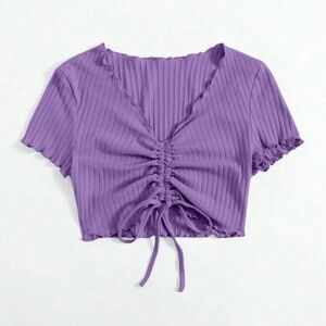 Purple Tie Scrunch Top